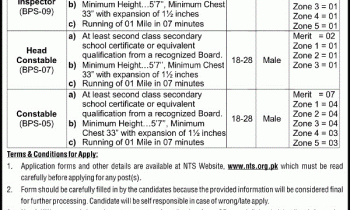 Directorate of Tourist Services Jobs Physical Test NTS Roll Number Slips 2018