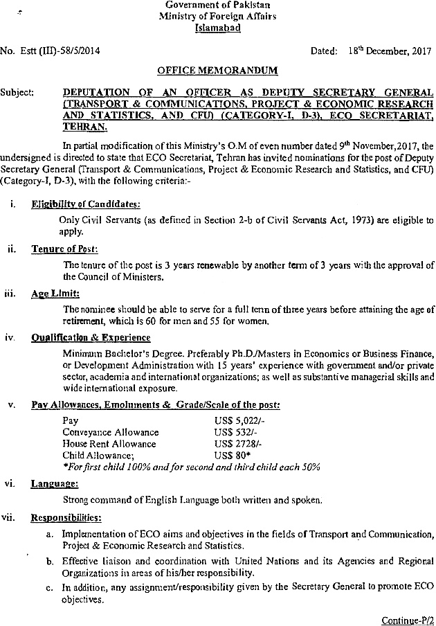 Deputy Secretary General Jobs NTS Application Forms 2023