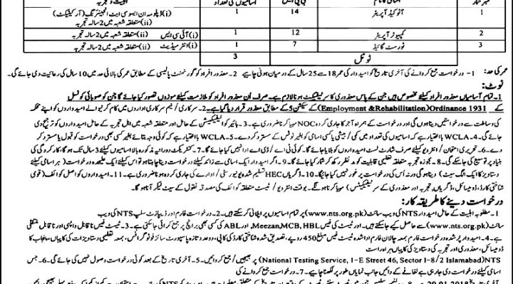 Walled City of Lahore Authority Disable Persons NTS Jobs Application Forms 2018