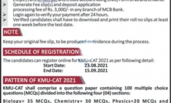 KMU Medical Entry Test Results Merit List