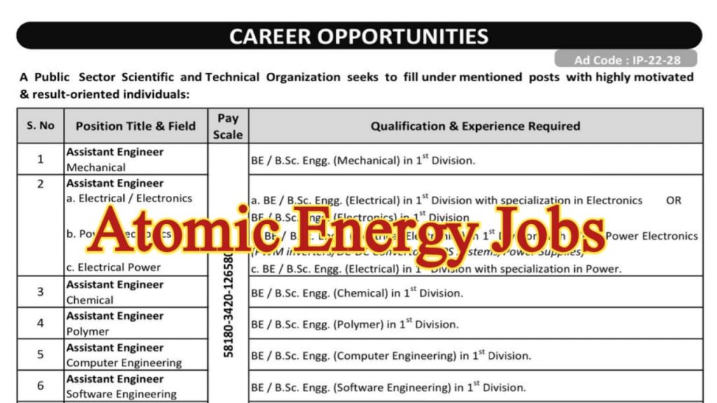 Atomic Energy Jobs 2023 Online Apply -PAEC Jobs 2023 Online Apply Advertisement 