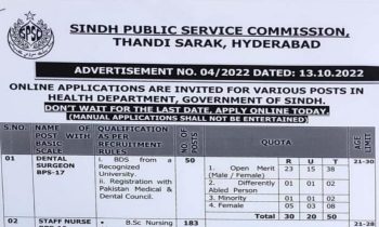Sindh Public Service Commission SPSC Jobs Advertisement No 4/2022