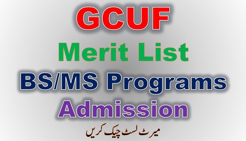 GCUF Result Merit List 2024 BS MS MPhil And PhD Affiliated Colleges