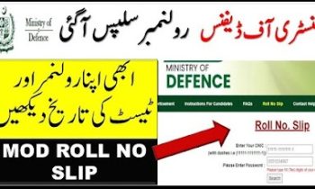 MOD Ministry of Defence Roll No Slip Download 2024